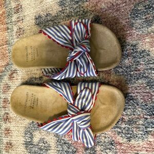 J. Crew Blue and White Striped Sandals